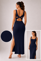 Rib Open Back Maxi Dress