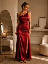 One Shoulder Long Satin Dress
