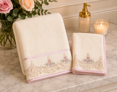 Embroidered Bathrobe with 2 Towels