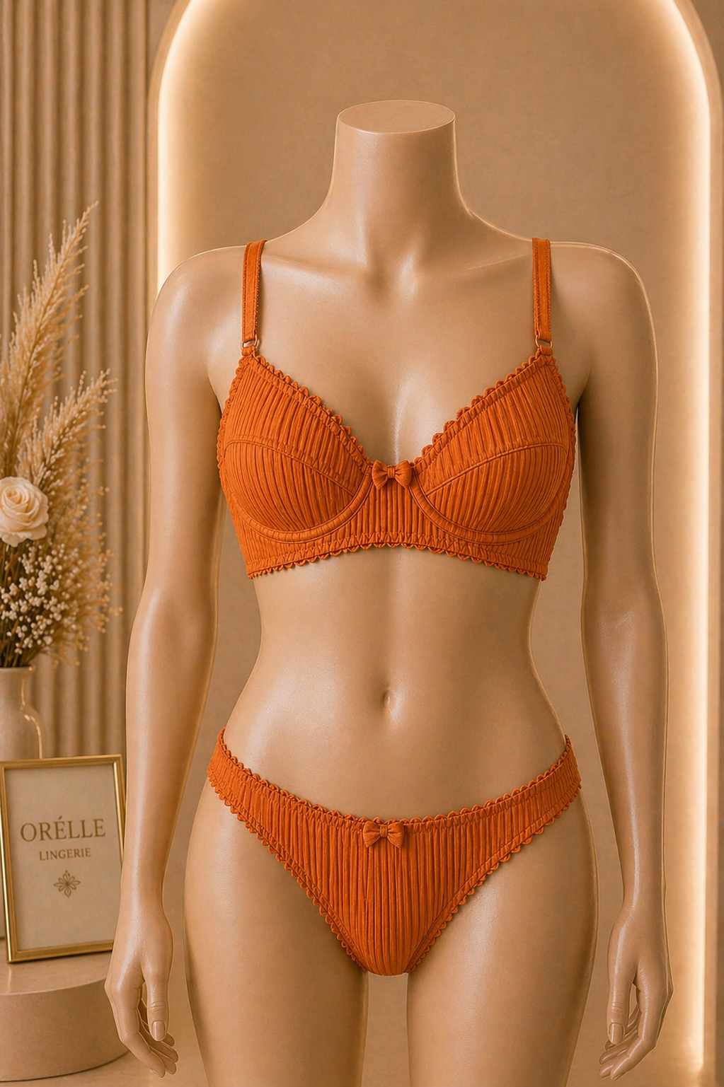 Ribbed Bra Set - غير مبطن