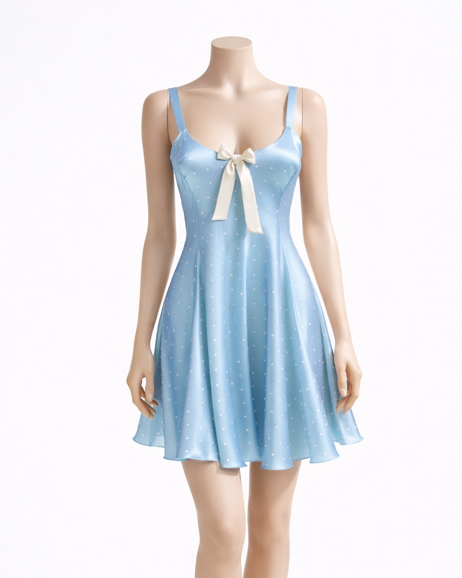 Dot Satin Mini Dress