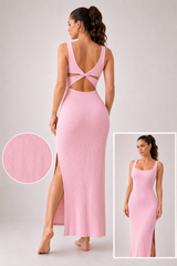 Rib Open Back Maxi Dress