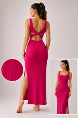 Rib Open Back Maxi Dress