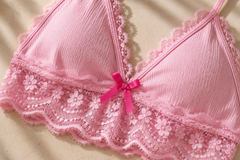 Cotton Lace Trim Rib Set