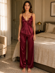 Satin Lace Camisole & Pants Set