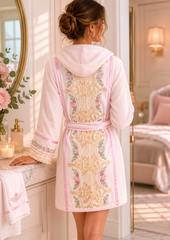 Embroidered Bathrobe with 2 Towels